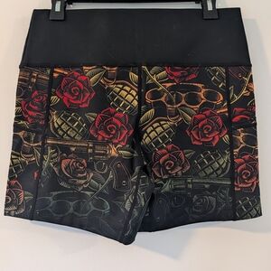 Constantly Varied Gear Black and Red Floral Bike Shorts